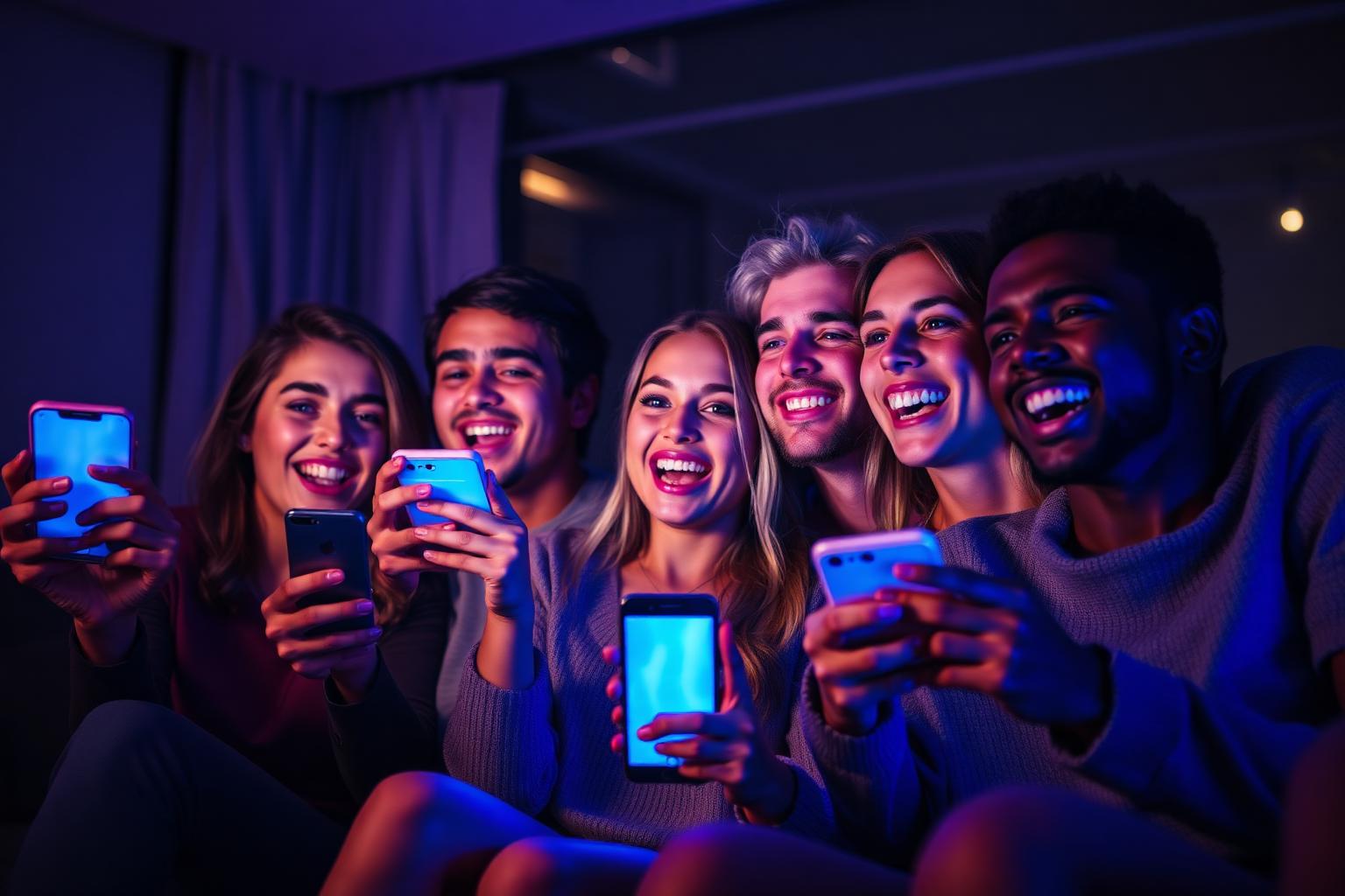 Players watching a live show together